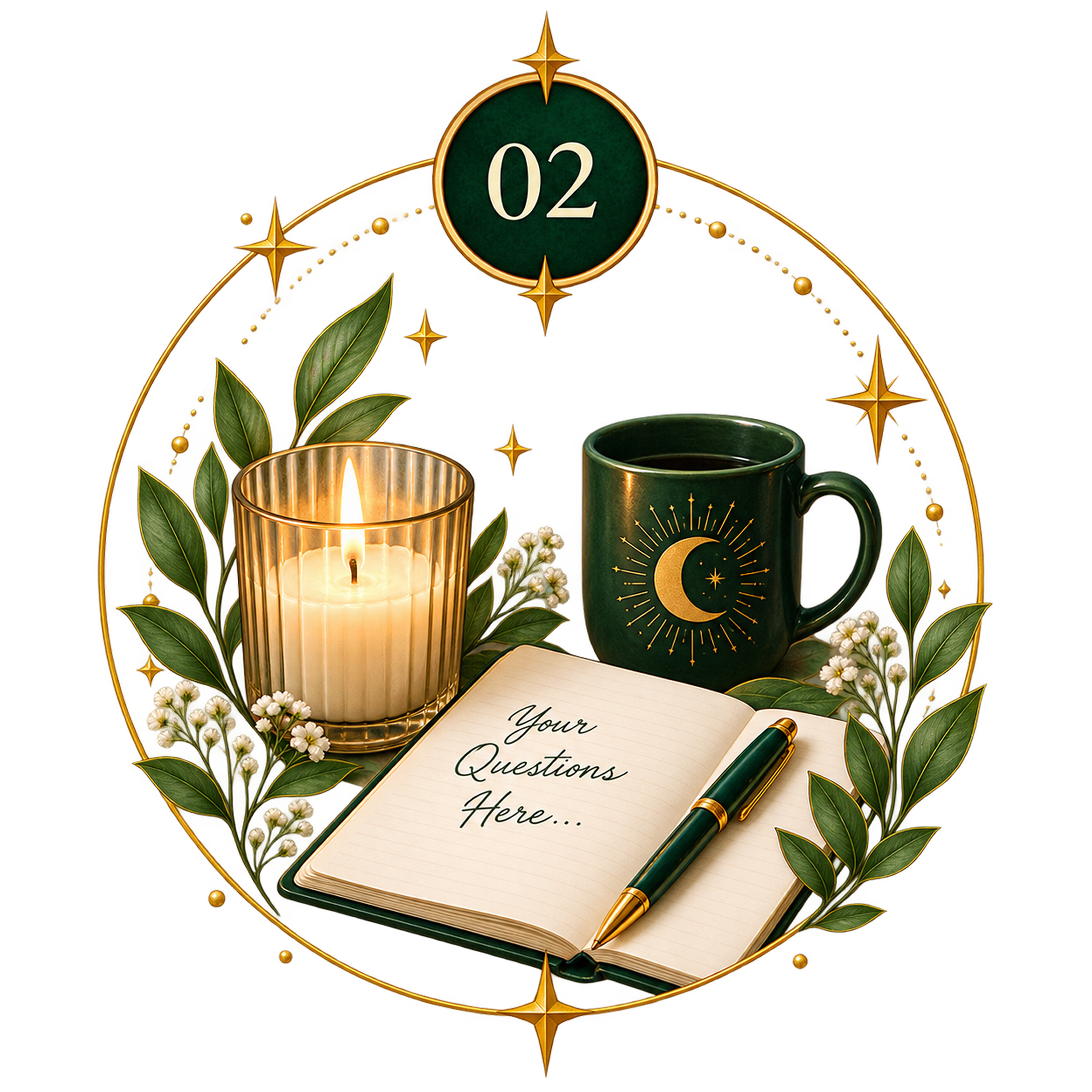 A forest-green tarot card with a gold tree of life